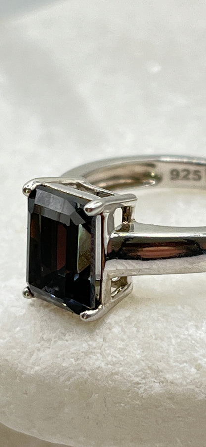 925 Sterilng Silver Marambaia Black Topaz Ring - Size M