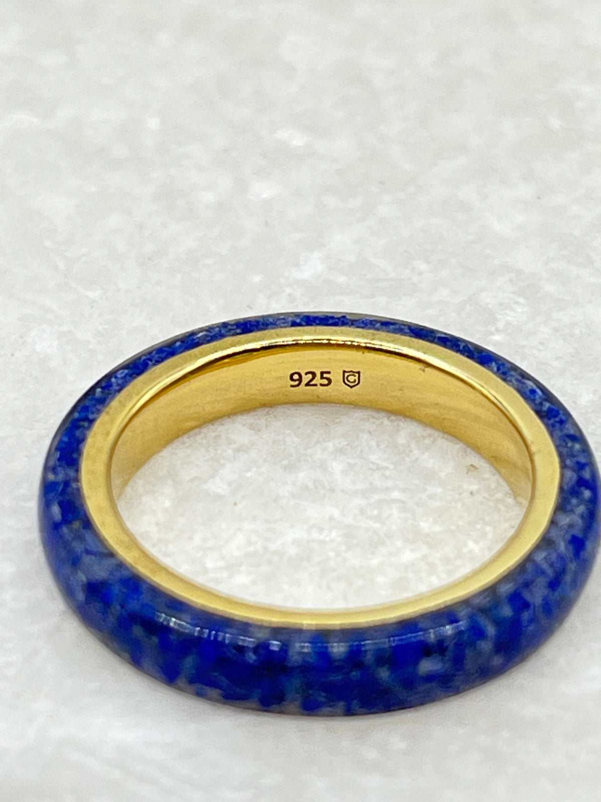 925 Sterling Silver Sar-i-Sang Lapis Lazuli Midas Band Ring - Size M