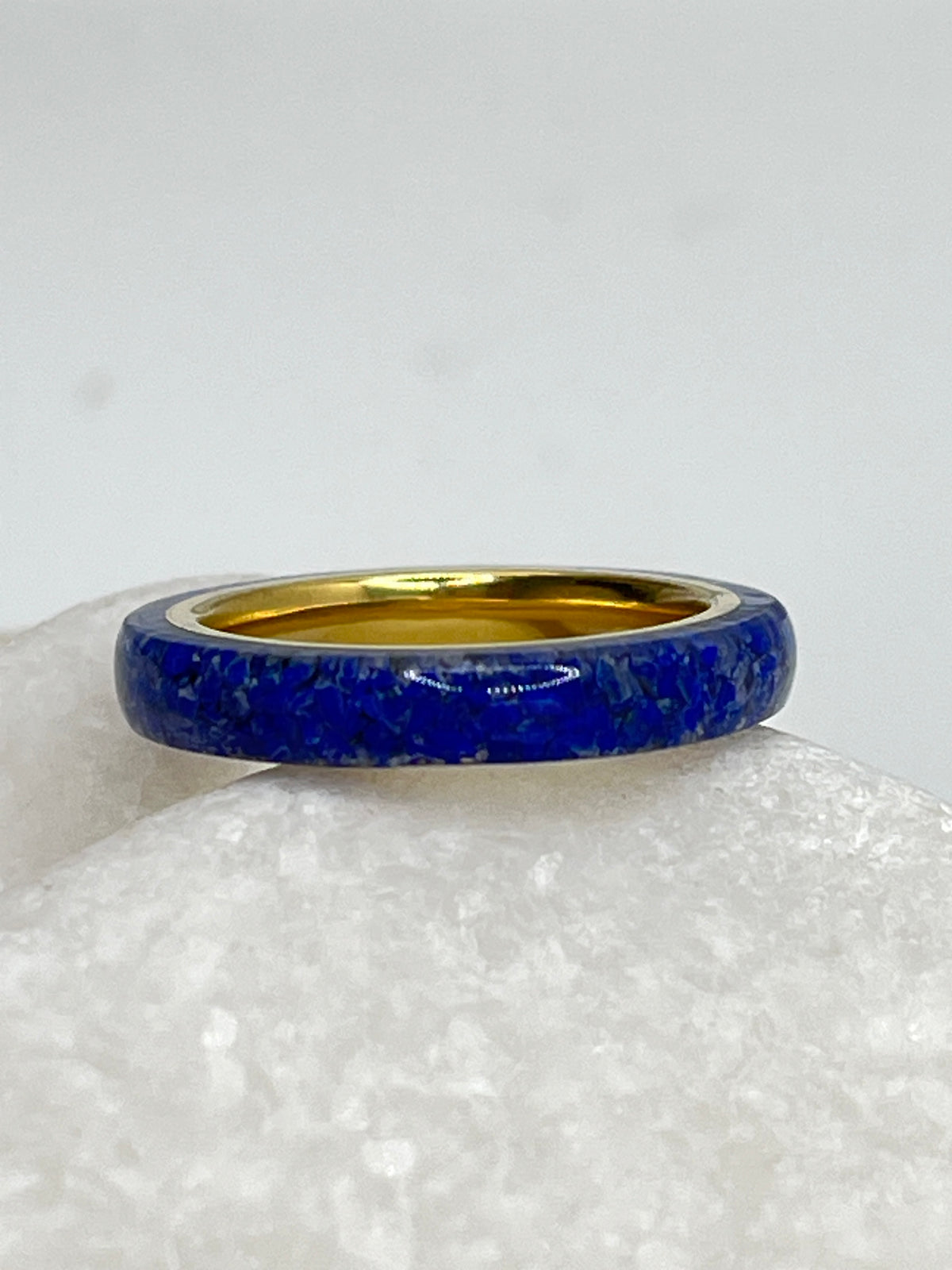 925 Sterling Silver Sar-i-Sang Lapis Lazuli Midas Band Ring - Size M