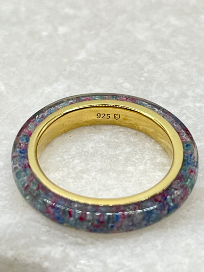 925 Sterling Silver Multi-Colour Quartz Midas Band Ring - Size M