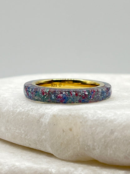 925 Sterling Silver Multi-Colour Quartz Midas Band Ring - Size M