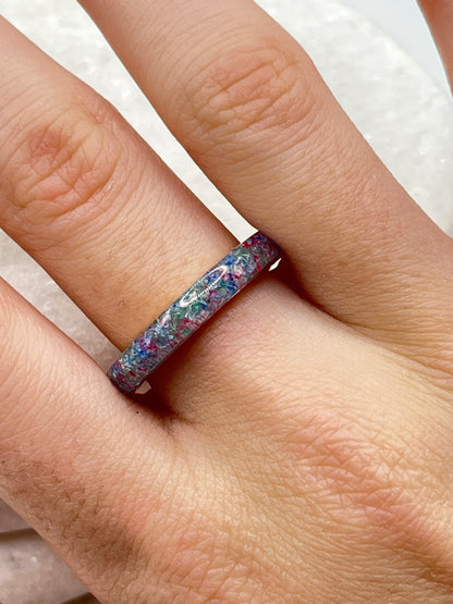 925 Sterling Silver Multi-Colour Quartz Midas Band Ring - Size M