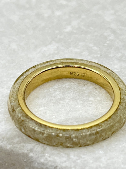 925 Sterling Silver Rainbow Moonstone Midas Band Ring - Size M