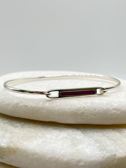 925 Sterling Silver Glitter Pink Enamel Cuff Bangle