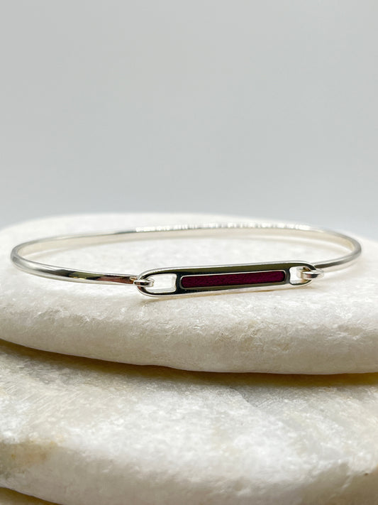 925 Sterling Silver Glitter Pink Enamel Cuff Bangle