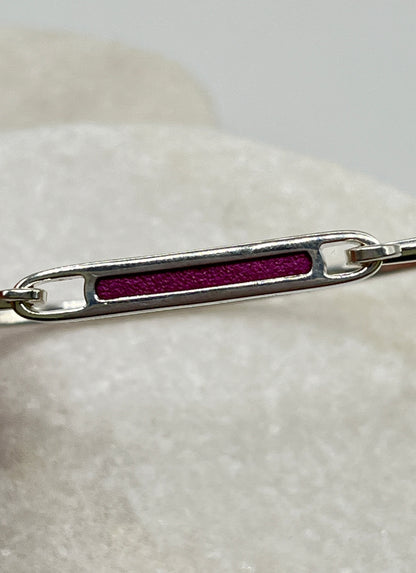 925 Sterling Silver Glitter Pink Enamel Cuff Bangle