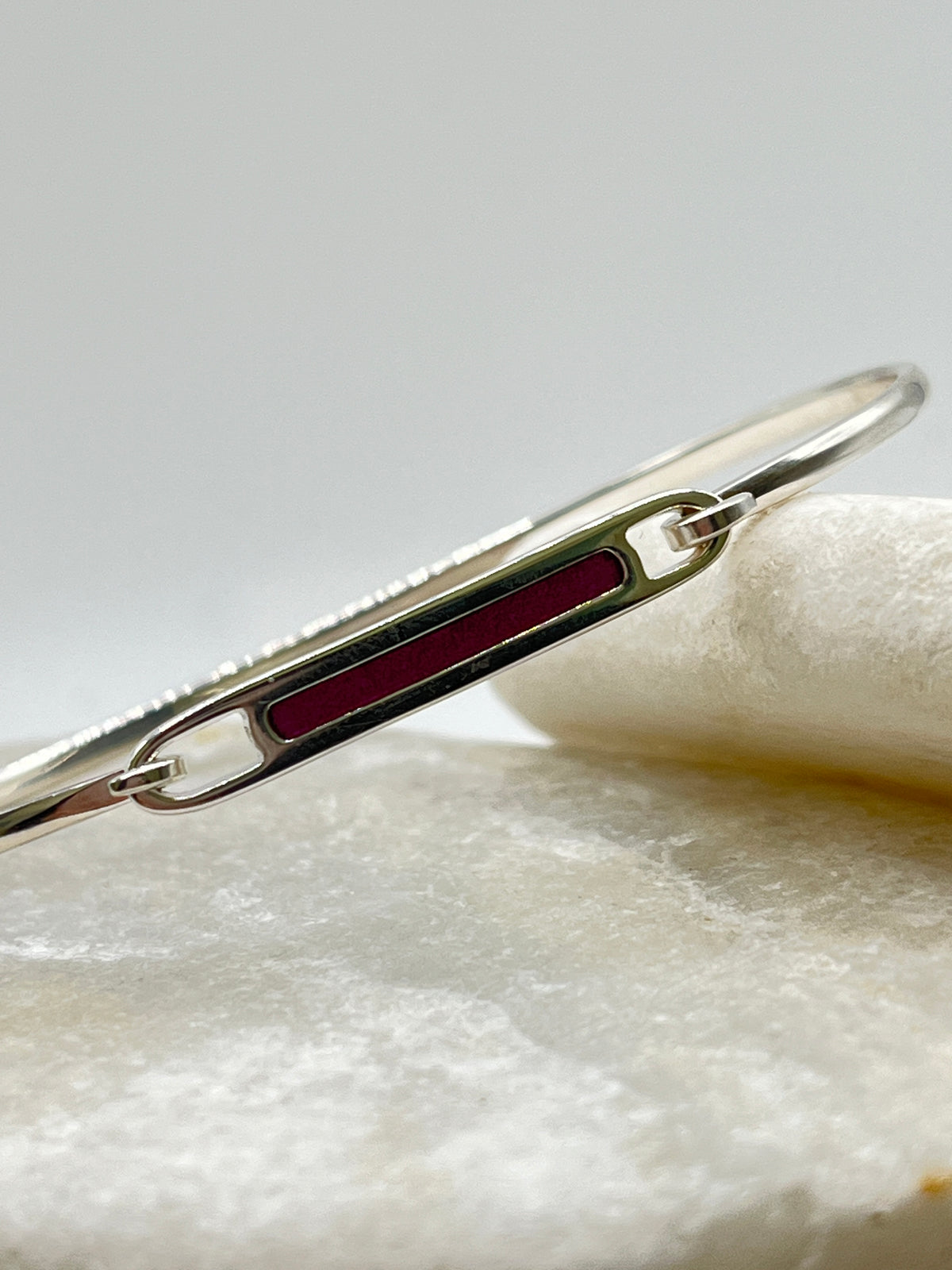 925 Sterling Silver Glitter Pink Enamel Cuff Bangle