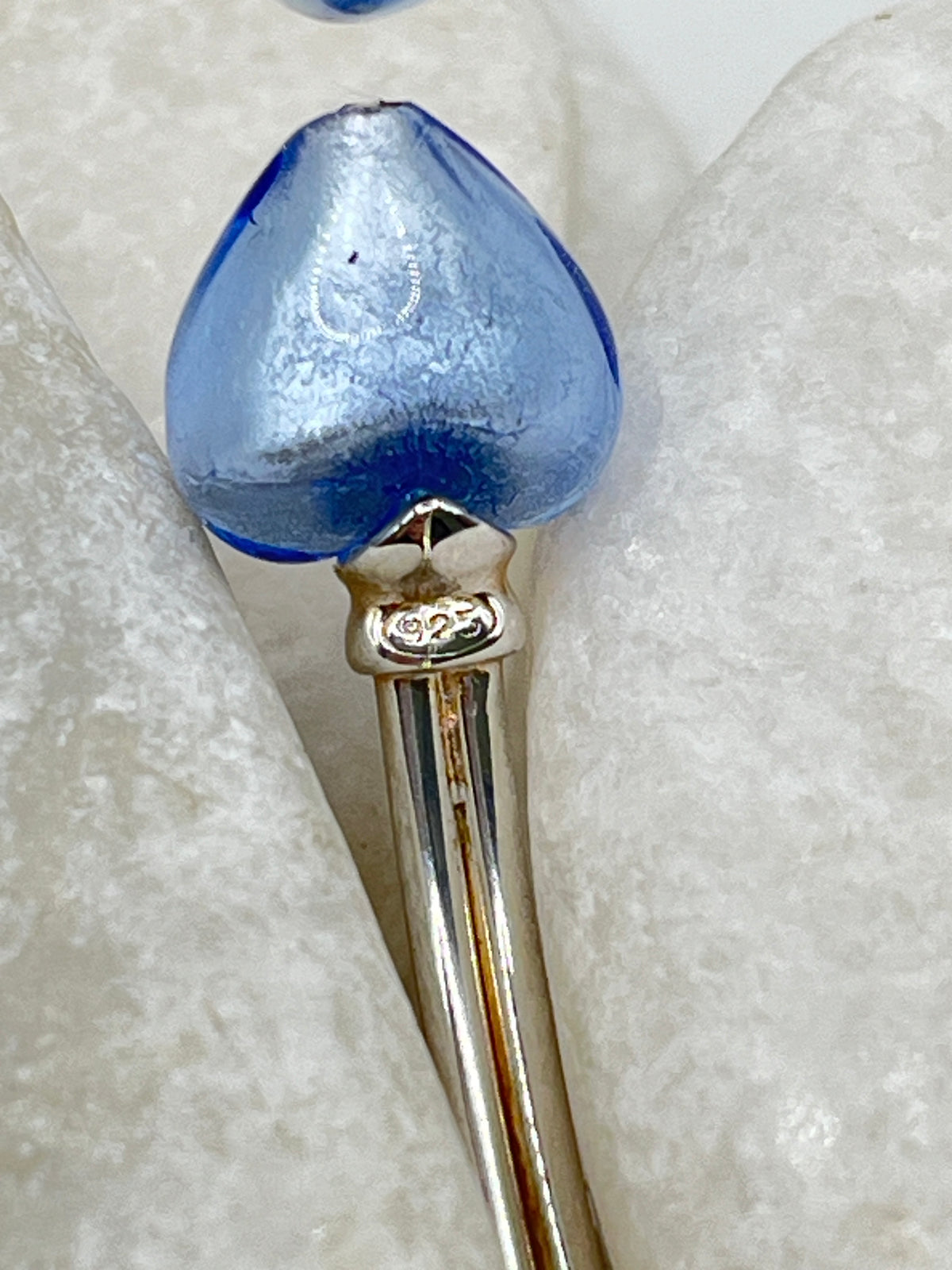 925 Sterling Silver Murano Blue Glass Cuff Bangle