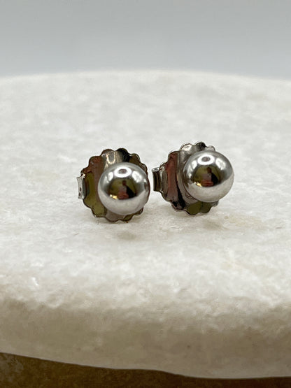 Solid 925 Sterling Silver Rhodium Plated Ball Stud Earrings - 4mm