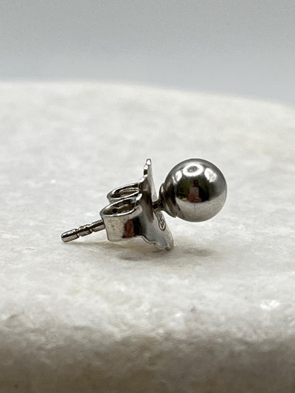 Solid 925 Sterling Silver Rhodium Plated Ball Stud Earrings - 4mm