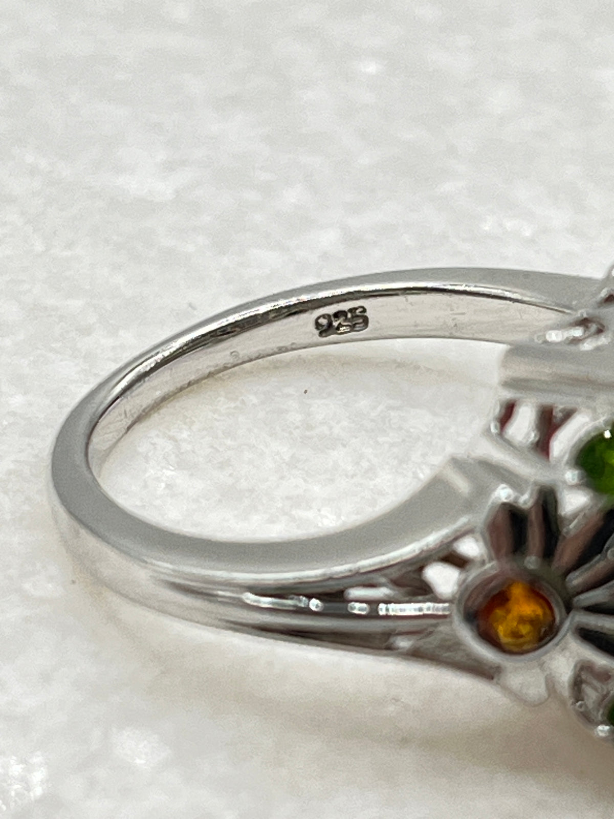 925 Sterling Silver Watermelon Tourmaline Doublet and Chrome Diopside Ring - Size T