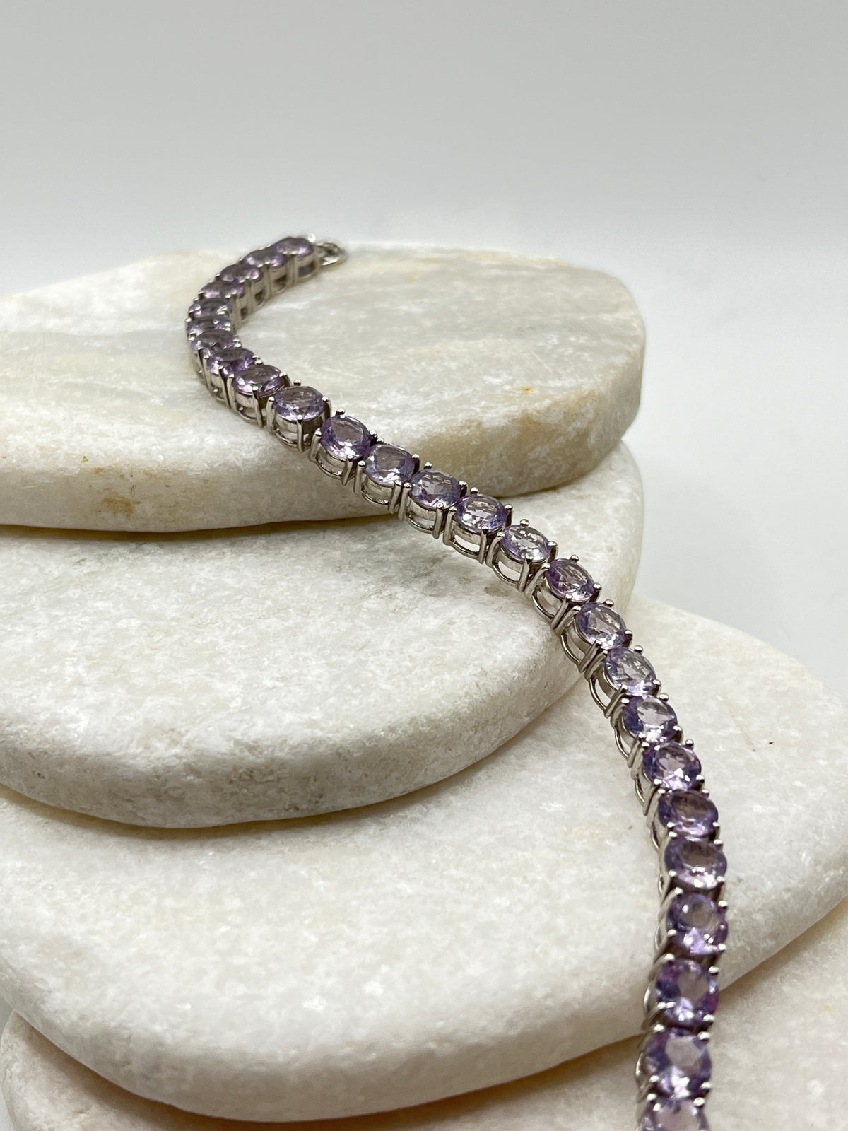 925 Sterling Silver Amethyst Bracelet - Genuine Gemstone Jewellery