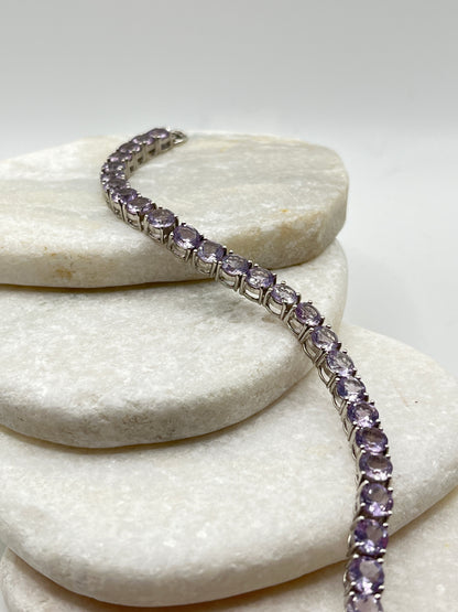925 Sterling Silver Amethyst Bracelet - Genuine Gemstone Jewellery