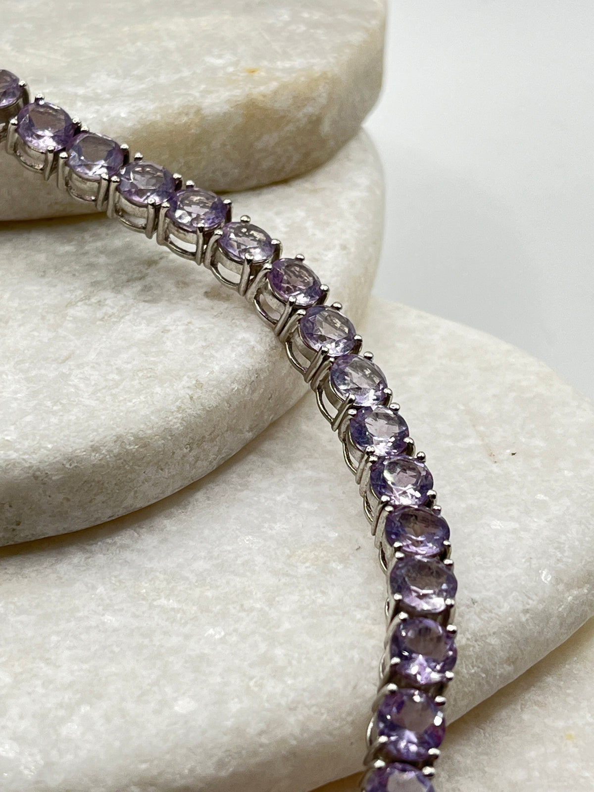 925 Sterling Silver Amethyst Bracelet - Genuine Gemstone Jewellery