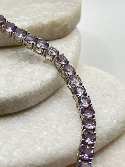 925 Sterling Silver Amethyst Bracelet - Genuine Gemstone Jewellery