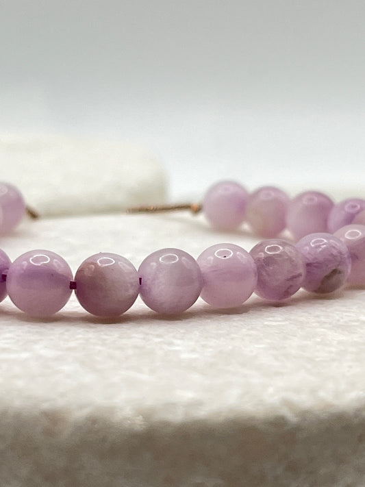 925 Sterling Silver Rose Gold Gilded Kunzite Slider Bracelet