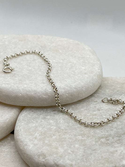 925 Sterling Silver Simple Chain Bracelet – 3mm, Handmade in the UK