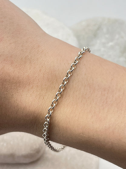 925 Sterling Silver Simple Chain Bracelet – 3mm, Handmade in the UK