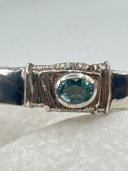 Vintage 925 Sterling Silver Aquamarine Cuff Bangle