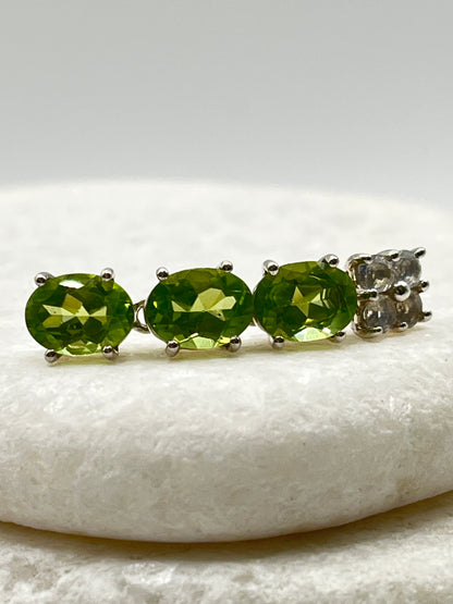 925 Sterling Silver Peridot & Moonstone Drop Earrings