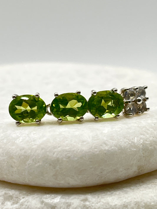 925 Sterling Silver Peridot & Moonstone Drop Earrings