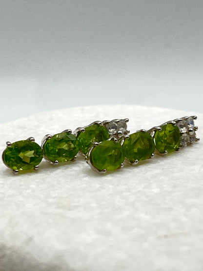 925 Sterling Silver Peridot & Moonstone Drop Earrings