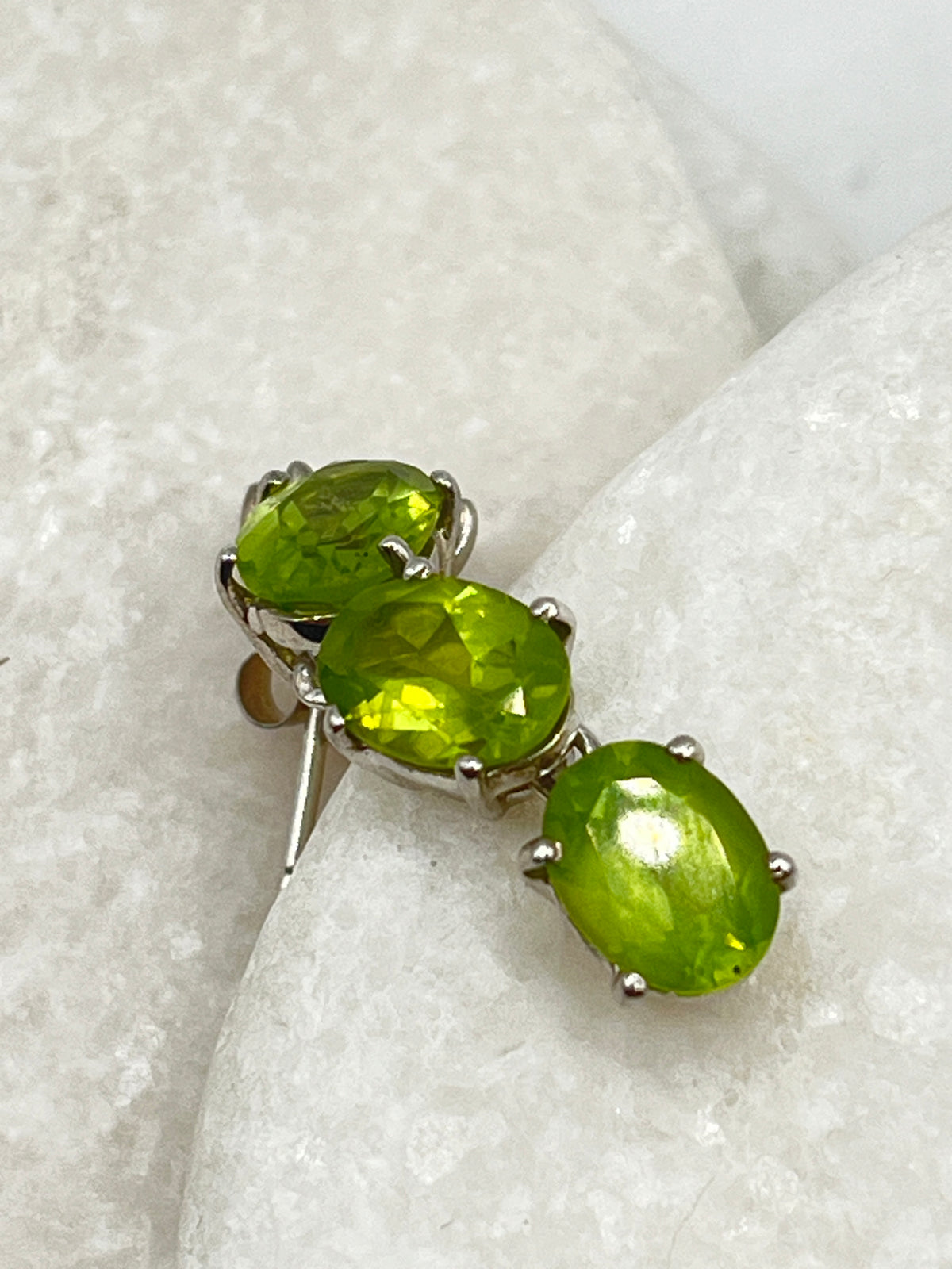 925 Sterling Silver Peridot & Moonstone Drop Earrings