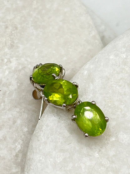 925 Sterling Silver Peridot & Moonstone Drop Earrings