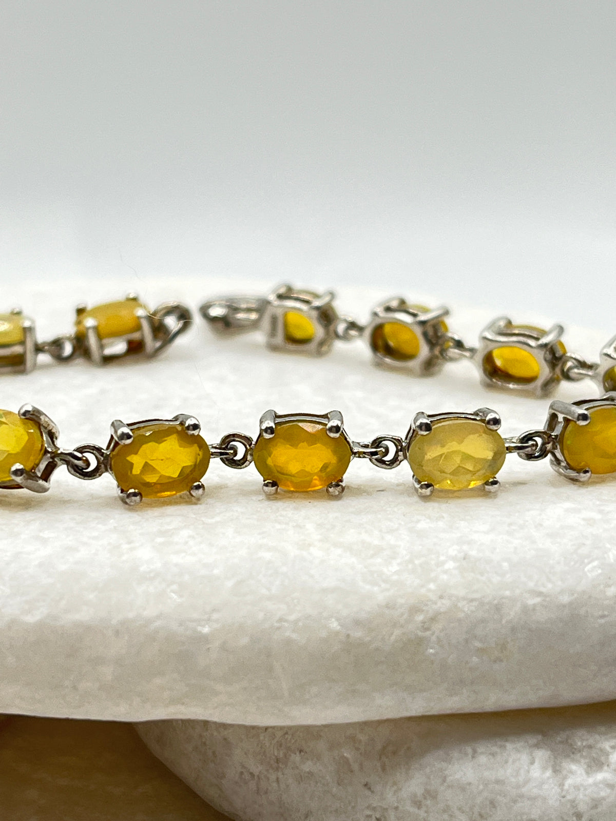 925 Sterling Silver Opal Bracelet - 20cm