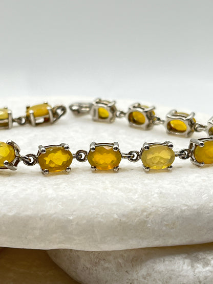 925 Sterling Silver Opal Bracelet - 20cm