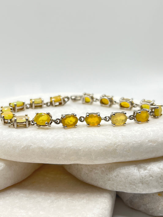 925 Sterling Silver Opal Bracelet - 20cm