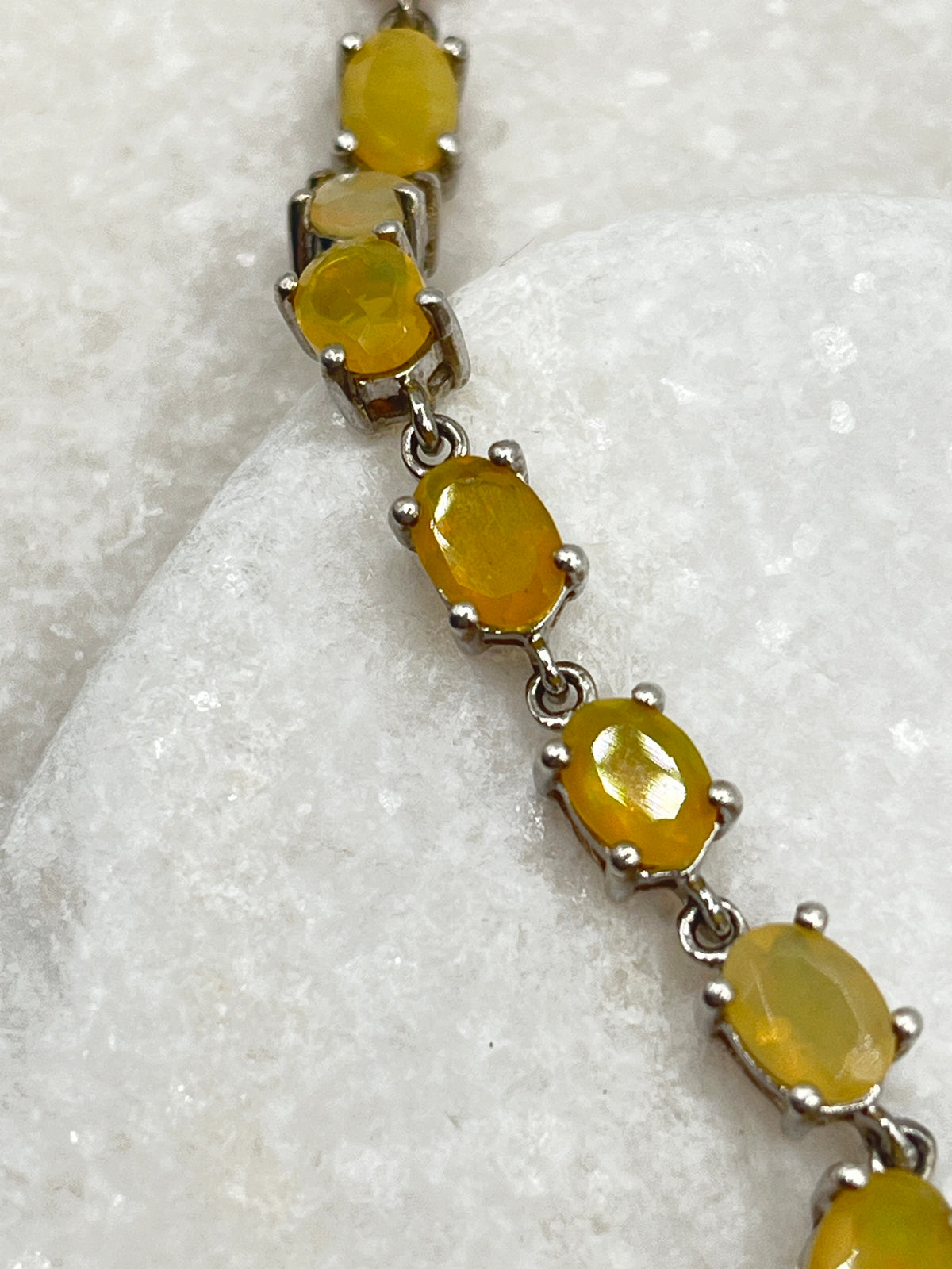 925 Sterling Silver Opal Bracelet - 20cm