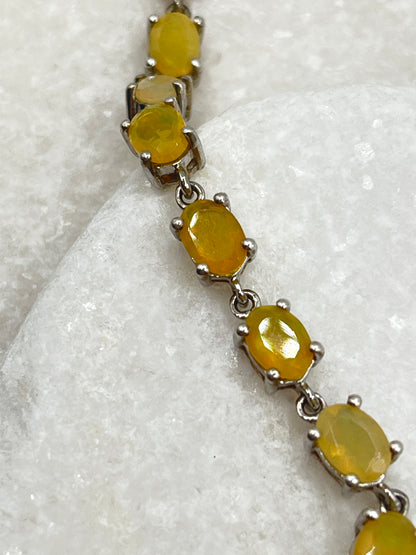 925 Sterling Silver Opal Bracelet - 20cm