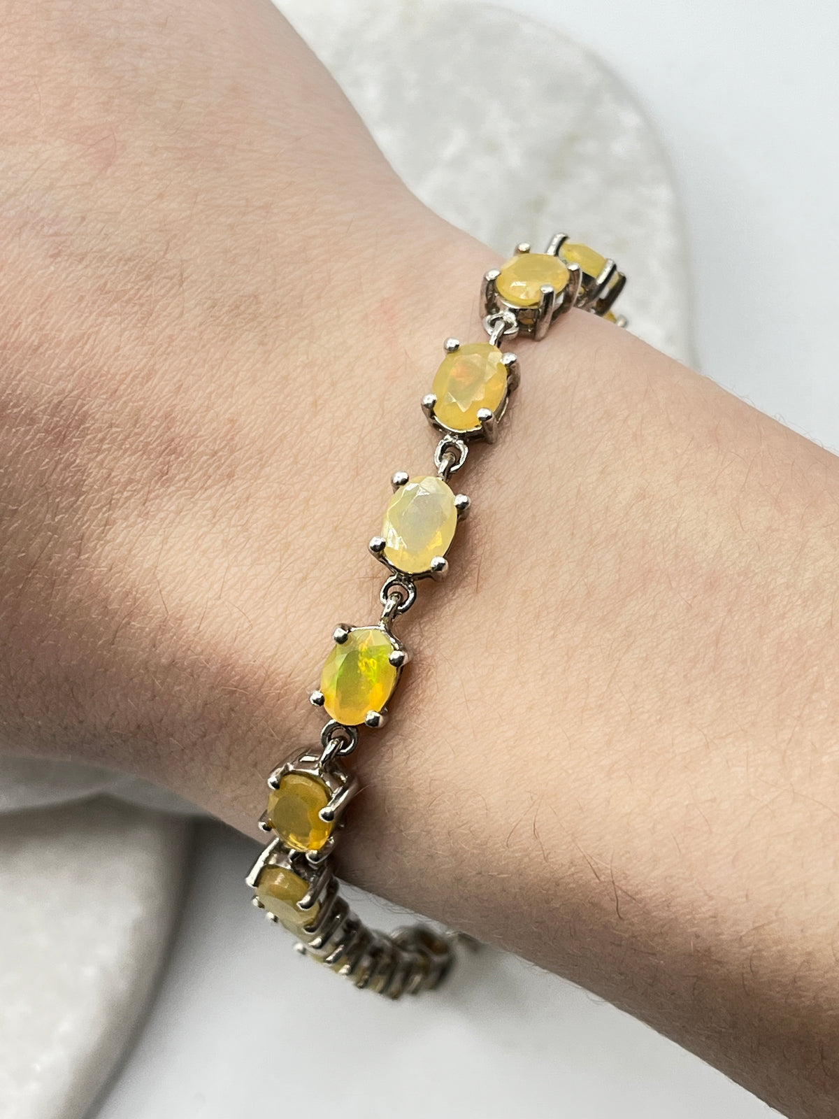 925 Sterling Silver Opal Bracelet - 20cm