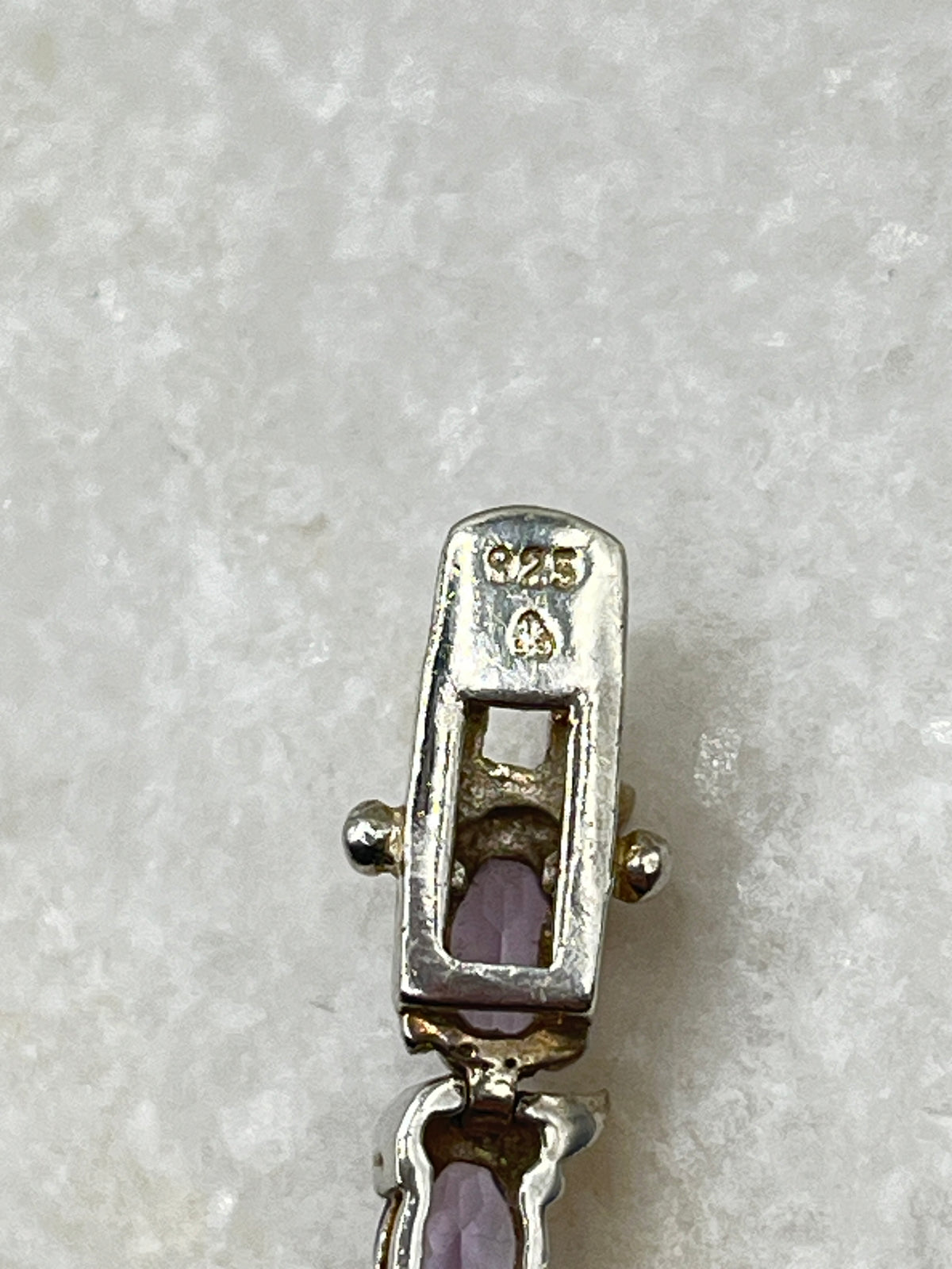 925 Sterling Silver Amethyst Bracelet - 20cm