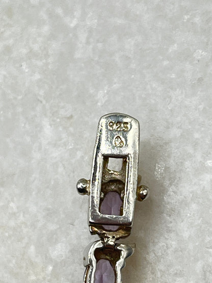 925 Sterling Silver Amethyst Bracelet - 20cm