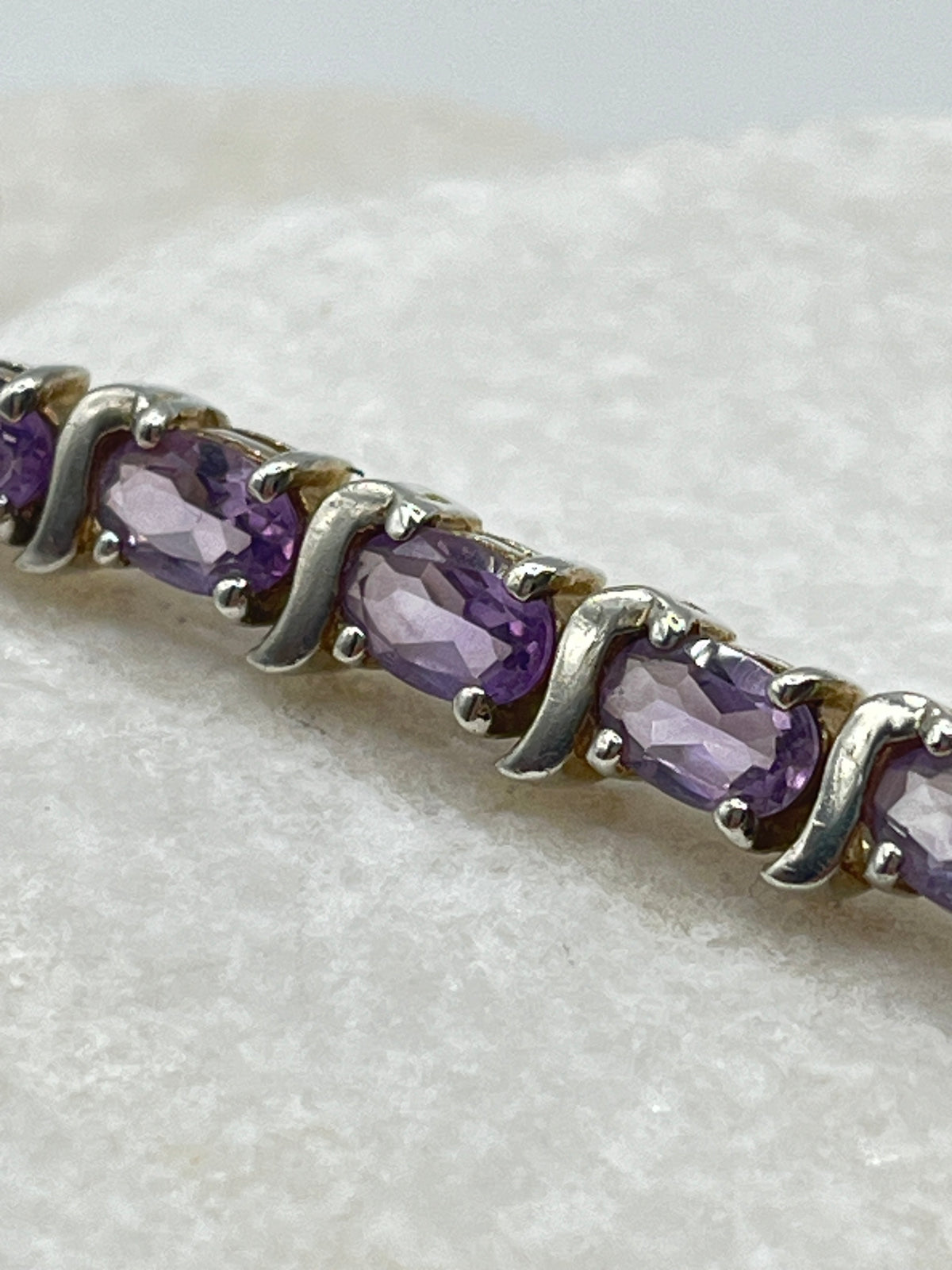 925 Sterling Silver Amethyst Bracelet - 20cm