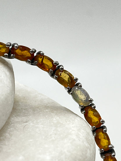 925 Sterling Silver Opal Necklace - 47cm