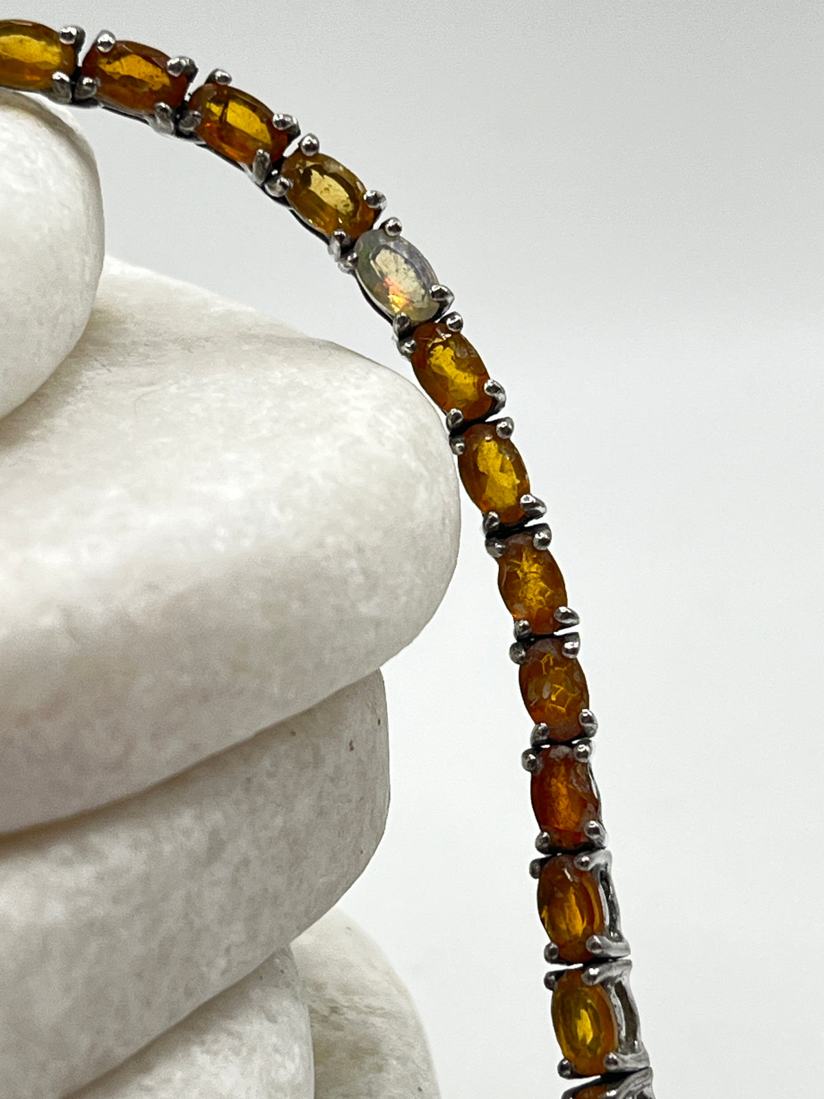 925 Sterling Silver Opal Necklace - 47cm