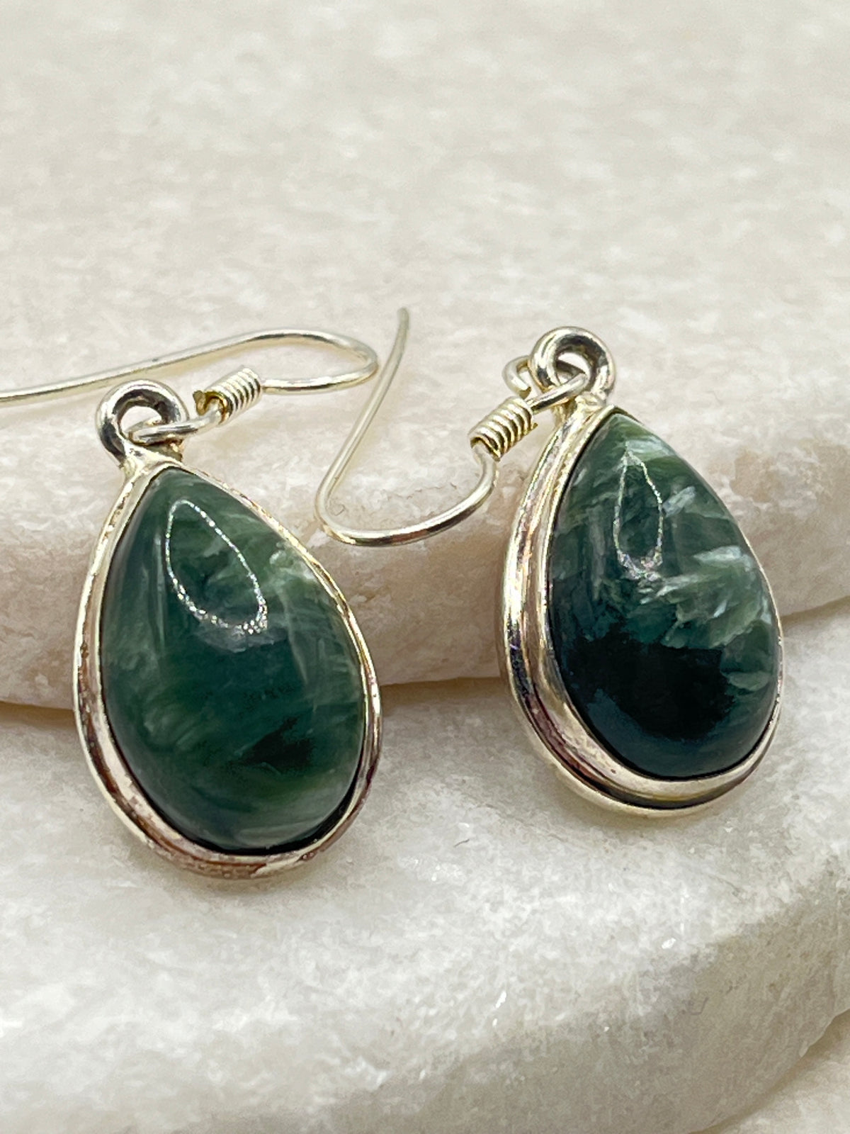 925 Sterling Silver Seraphinite Drop Earrings