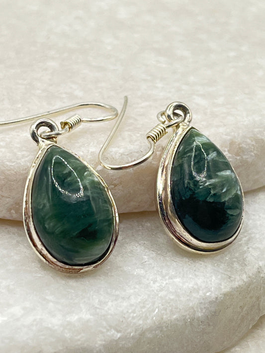 925 Sterling Silver Seraphinite Drop Earrings