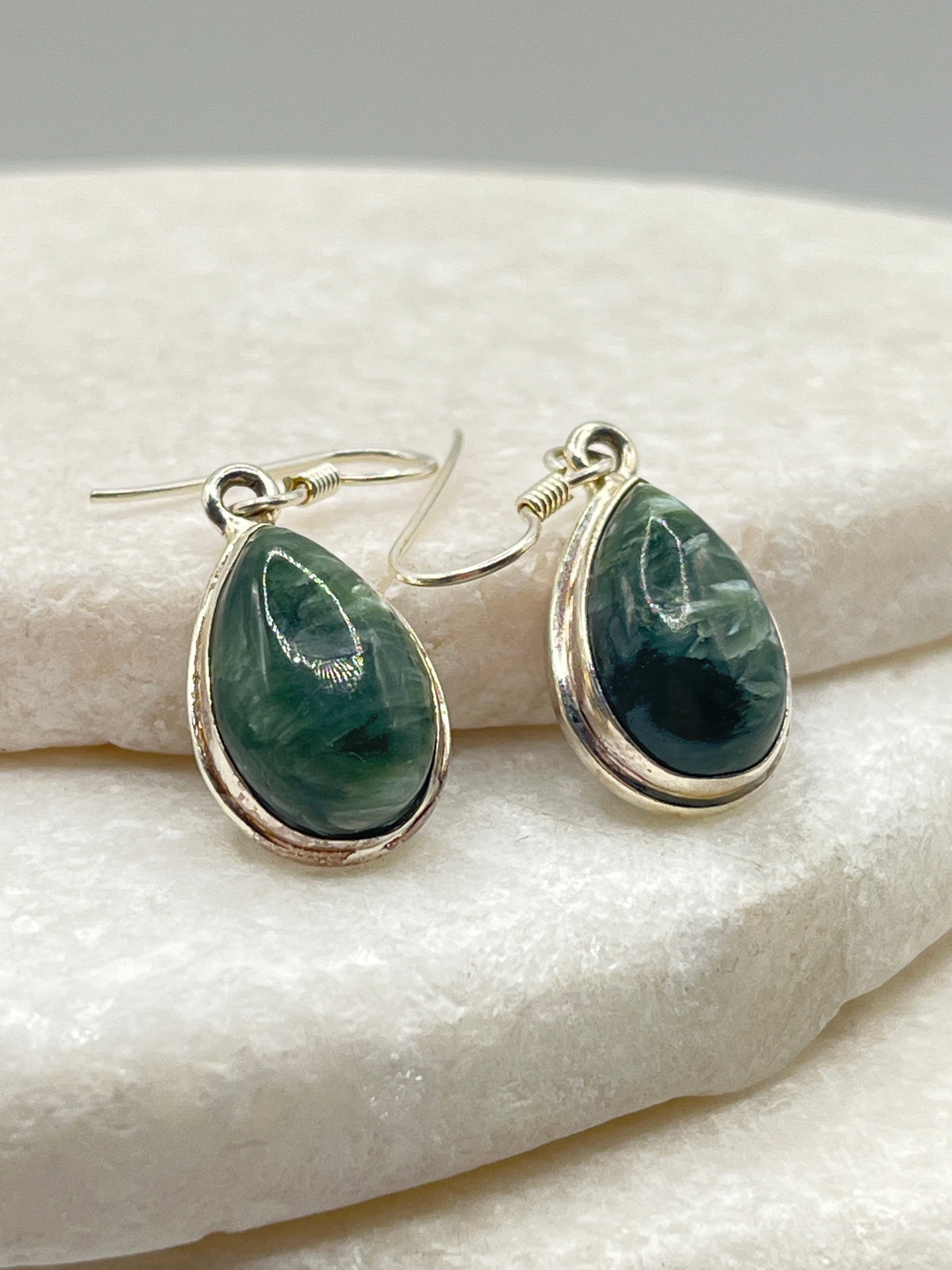 925 Sterling Silver Seraphinite Drop Earrings