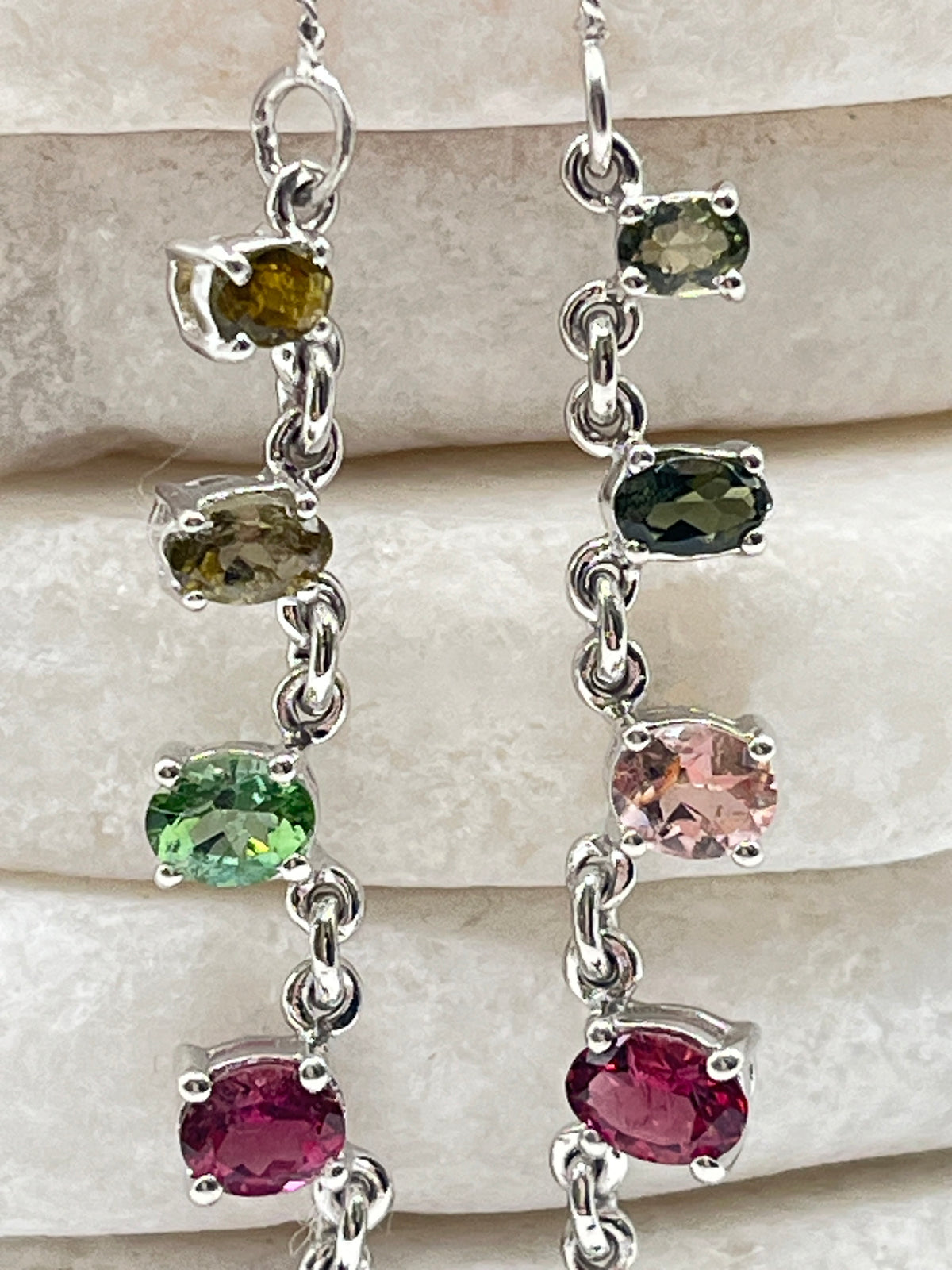 925 Sterling Silver Multi Coloured Tourmaline Necklace