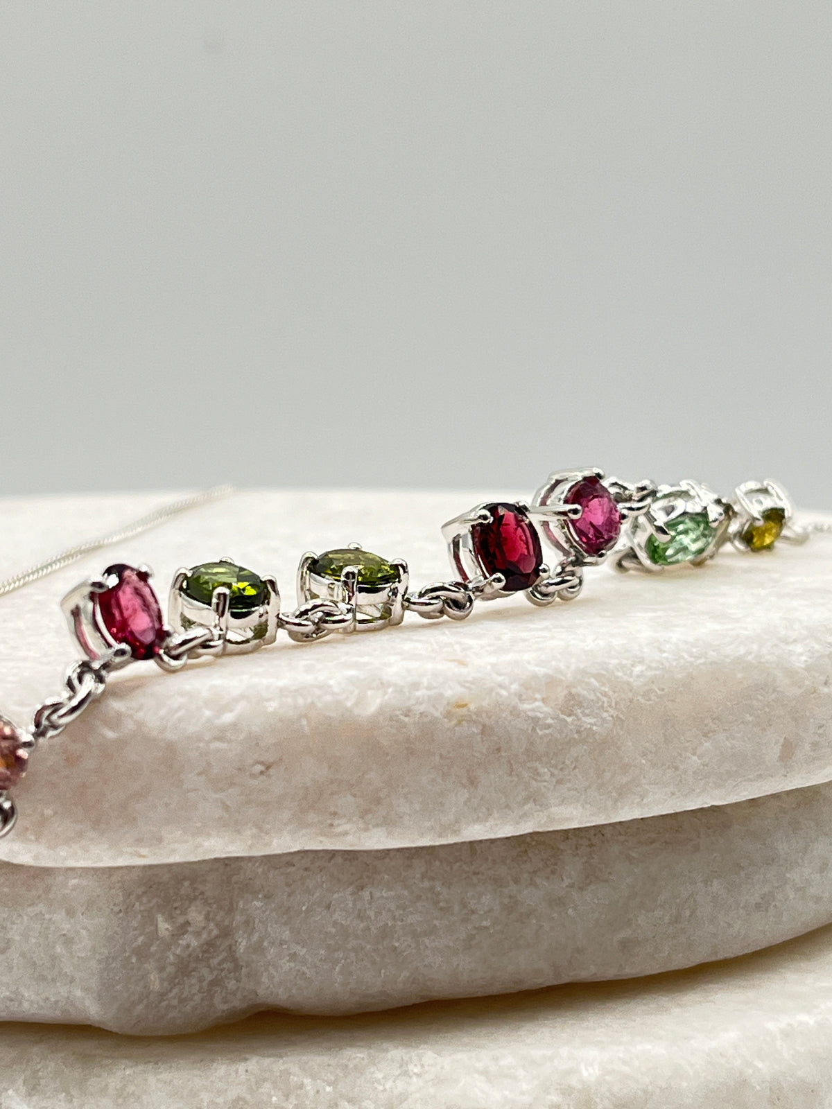 925 Sterling Silver Ruby & White Zircon Statement Necklace