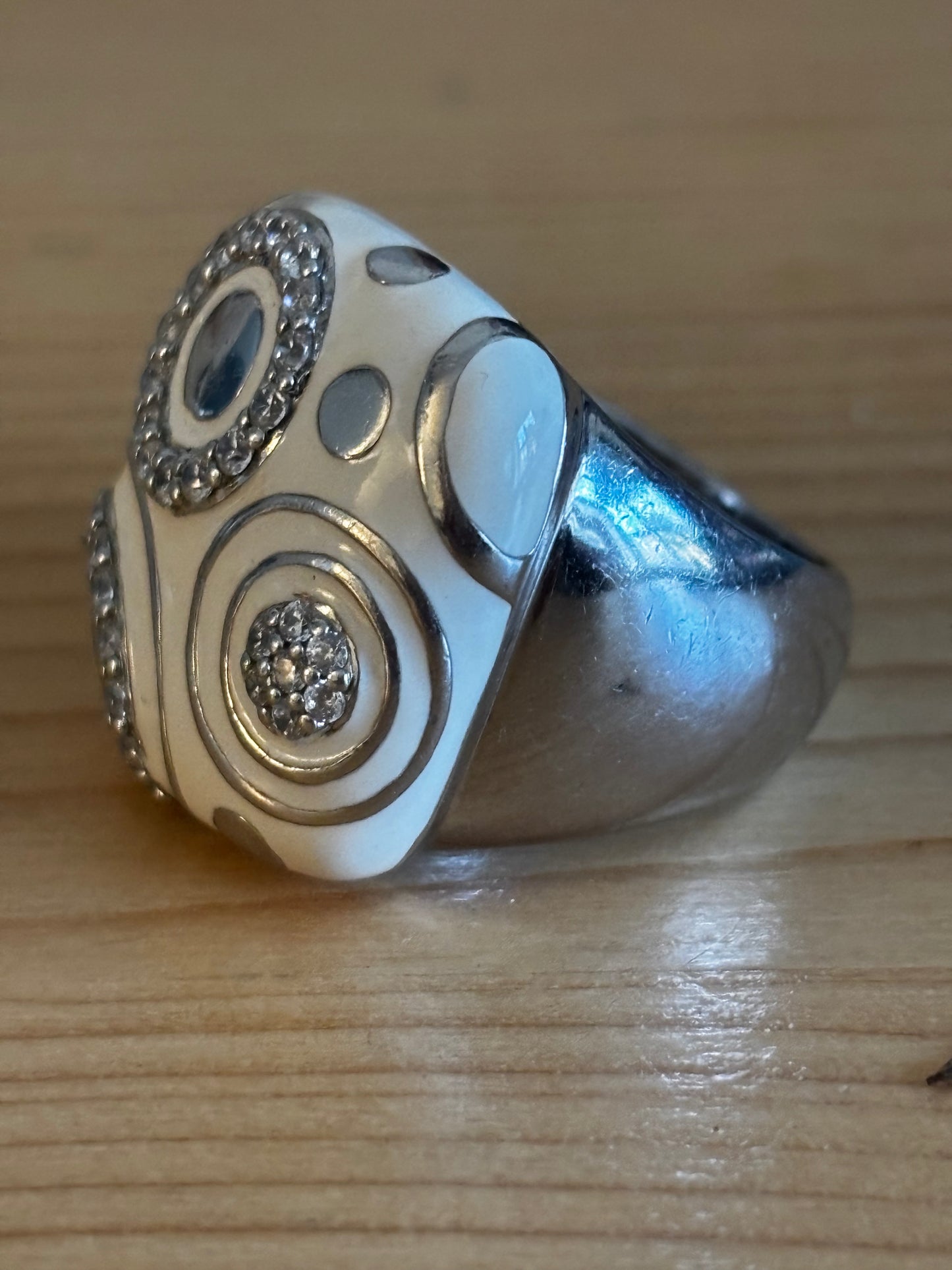 Belle Etoile Sterling Silver Hand Painted Galaxy Ring, Size P