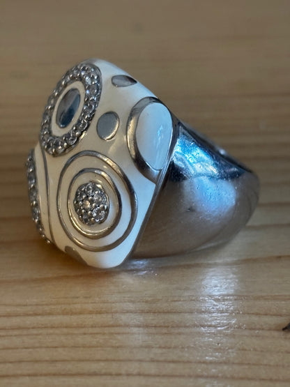 Belle Etoile Sterling Silver Hand Painted Galaxy Ring, Size P