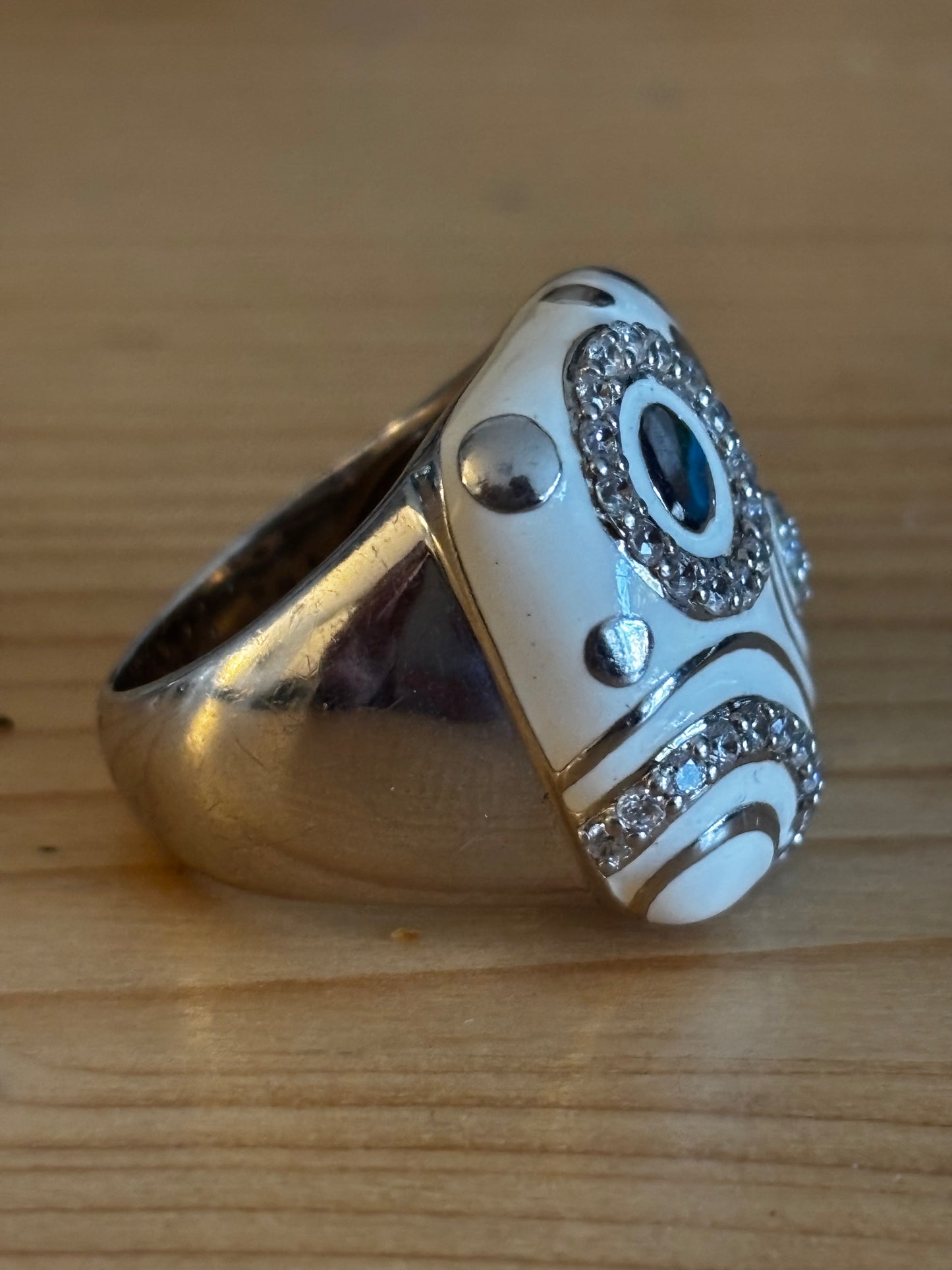 Belle Etoile Sterling Silver Hand Painted Galaxy Ring, Size P