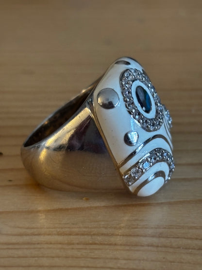 Belle Etoile Sterling Silver Hand Painted Galaxy Ring, Size P