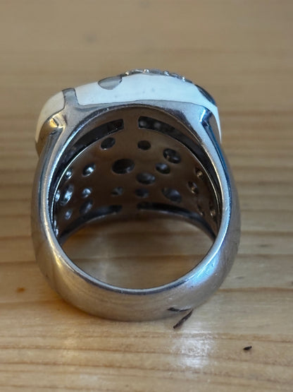 Belle Etoile Sterling Silver Hand Painted Galaxy Ring, Size P