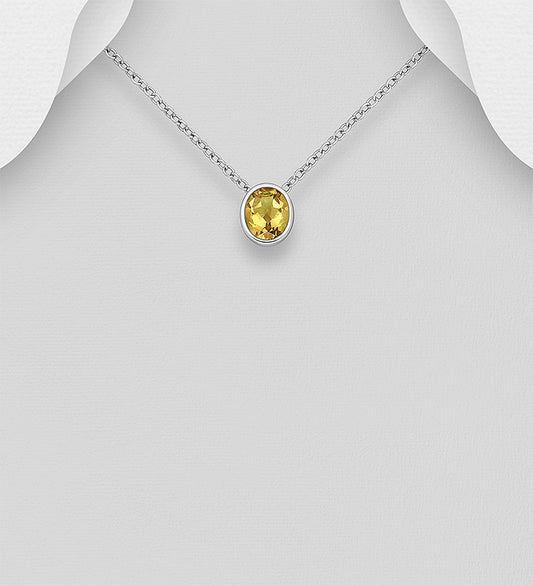 925 Sterling Silver Pendant, Decorated with Various Gemstones